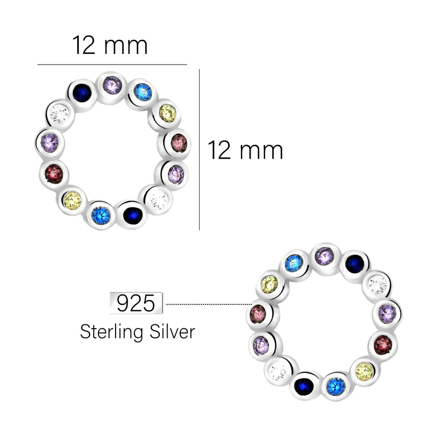 Maßenansicht von Kreis Ohrstecker in 925 Silber von Sofia Milani - E2314