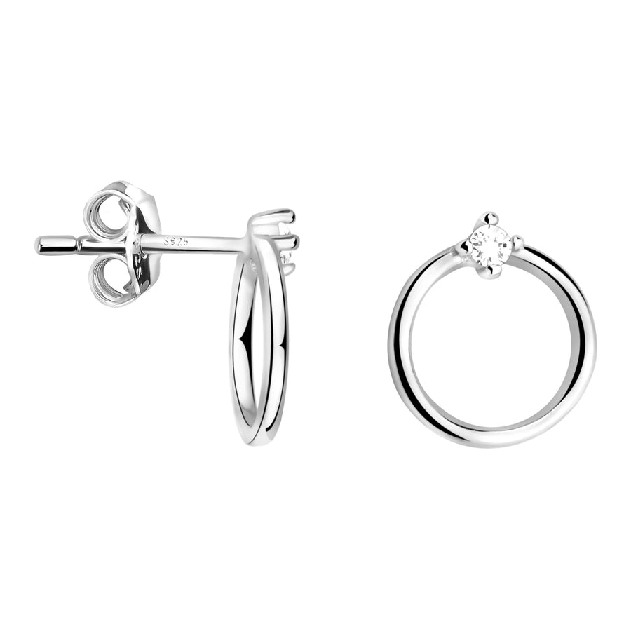 Haupt- und Seitenansicht von Kreis Ohrstecker in 925 Silber von Sofia Milani - E2316