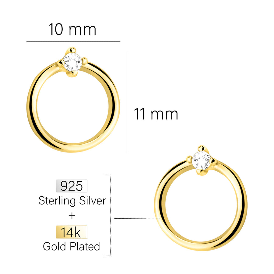 Maßenansicht von Kreis Ohrstecker in 925 Silber von Sofia Milani - E2317