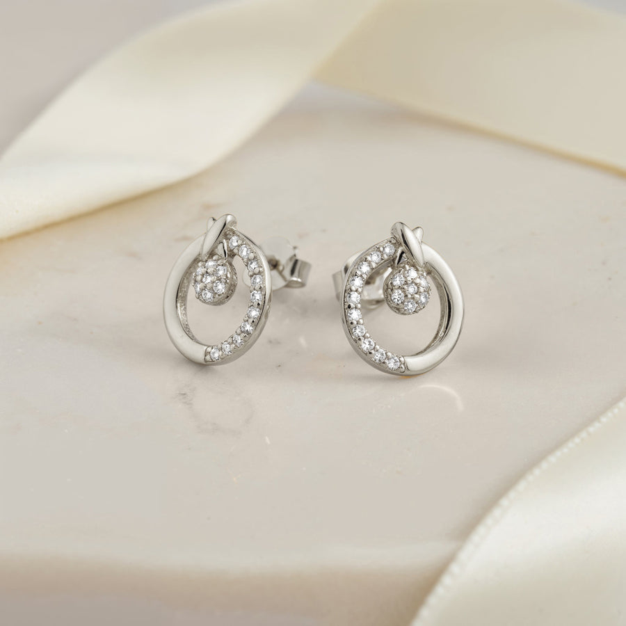 CloseUp Ansicht von Kreis Ohrstecker in 925 Silber von Sofia Milani - E2318