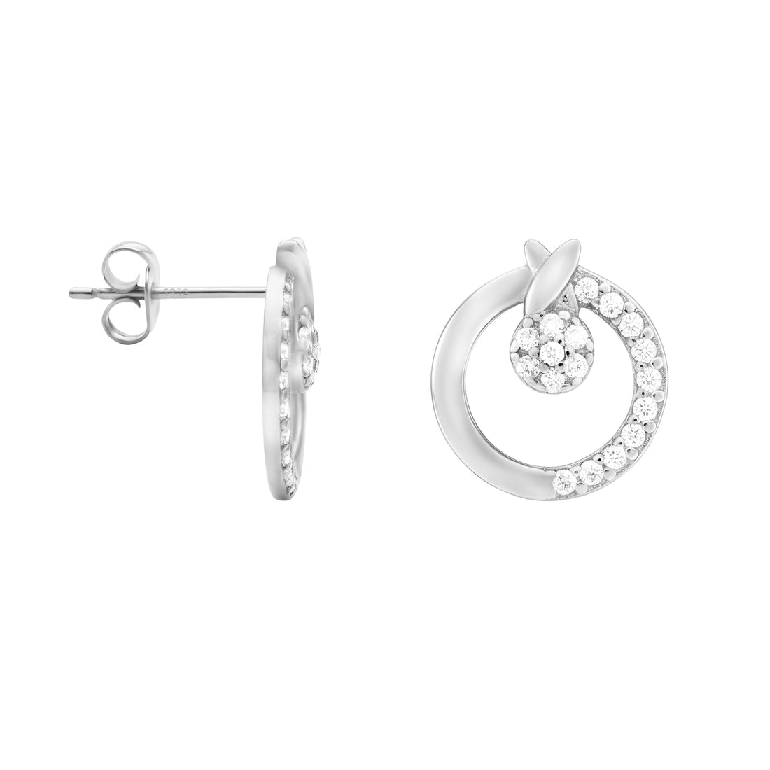 Haupt- und Seitenansicht von Kreis Ohrstecker in 925 Silber von Sofia Milani - E2318