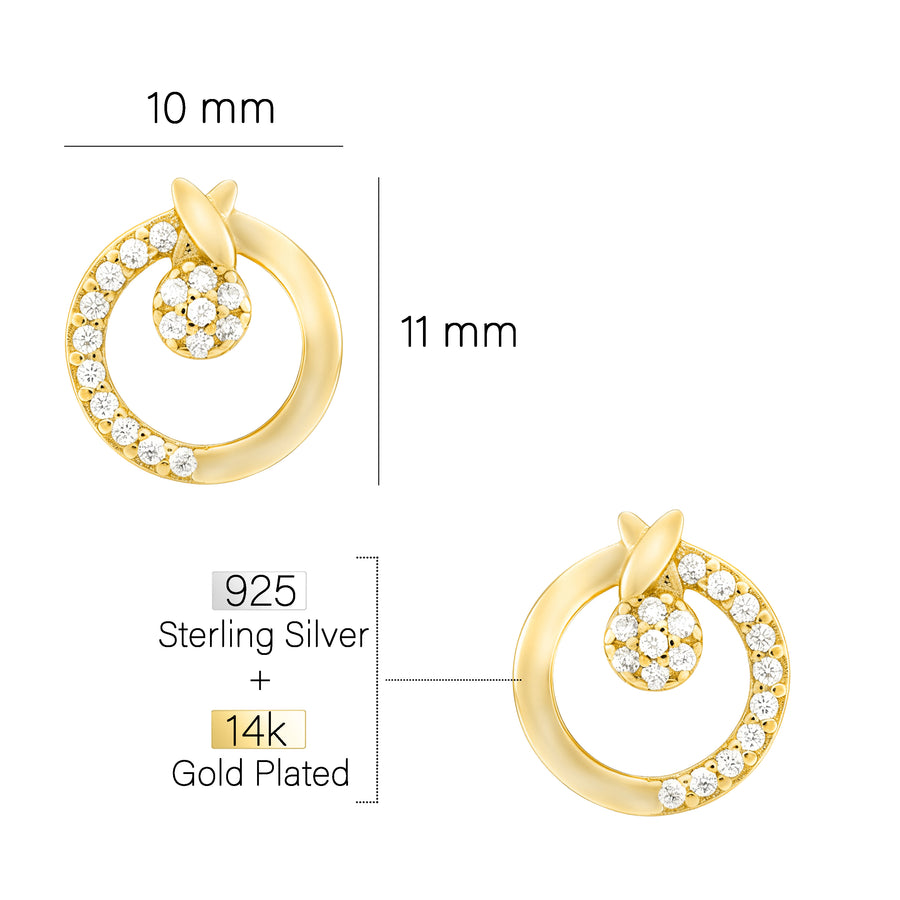 Maßenansicht von Kreis Ohrstecker in 925 Silber von Sofia Milani - E2319