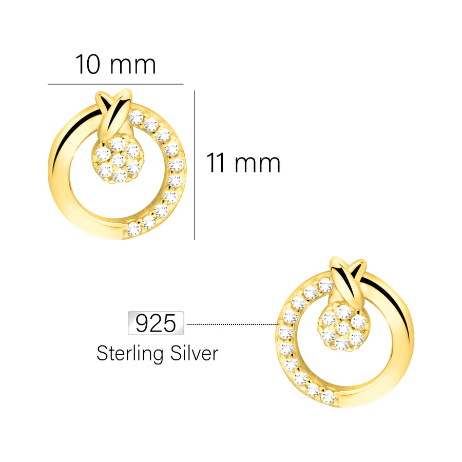 Maßenansicht von Kreis Ohrstecker in 925 Silber von Sofia Milani - E2319