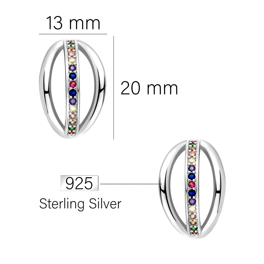 Maßenansicht von Oval Ohrstecker in 925 Silber von Sofia Milani - E2322