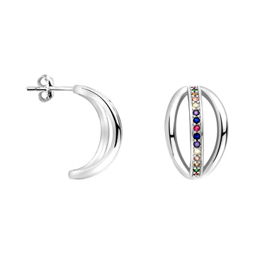 Haupt- und Seitenansicht von Oval Ohrstecker in 925 Silber von Sofia Milani - E2322