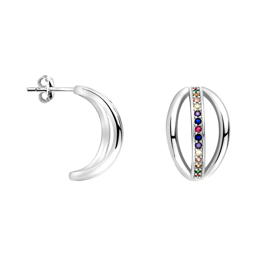 Haupt- und Seitenansicht von Oval Ohrstecker in 925 Silber von Sofia Milani - E2322