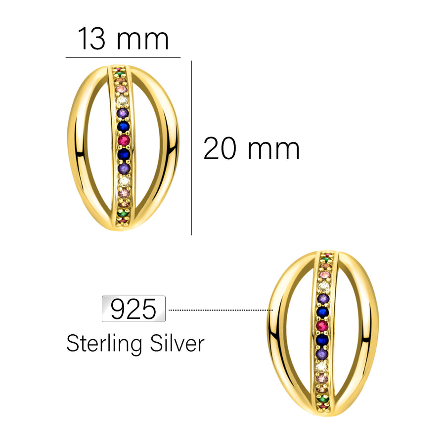 Maßenansicht von Oval Ohrstecker in 925 Silber von Sofia Milani - E2323
