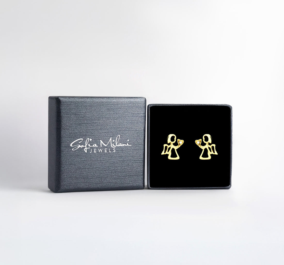 Boxansicht von Herz Engel Ohrstecker in 925 Silber von Sofia Milani - E2329