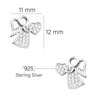 Maßenansicht von Herz Engel Ohrstecker in 925 Silber von Sofia Milani - E2330