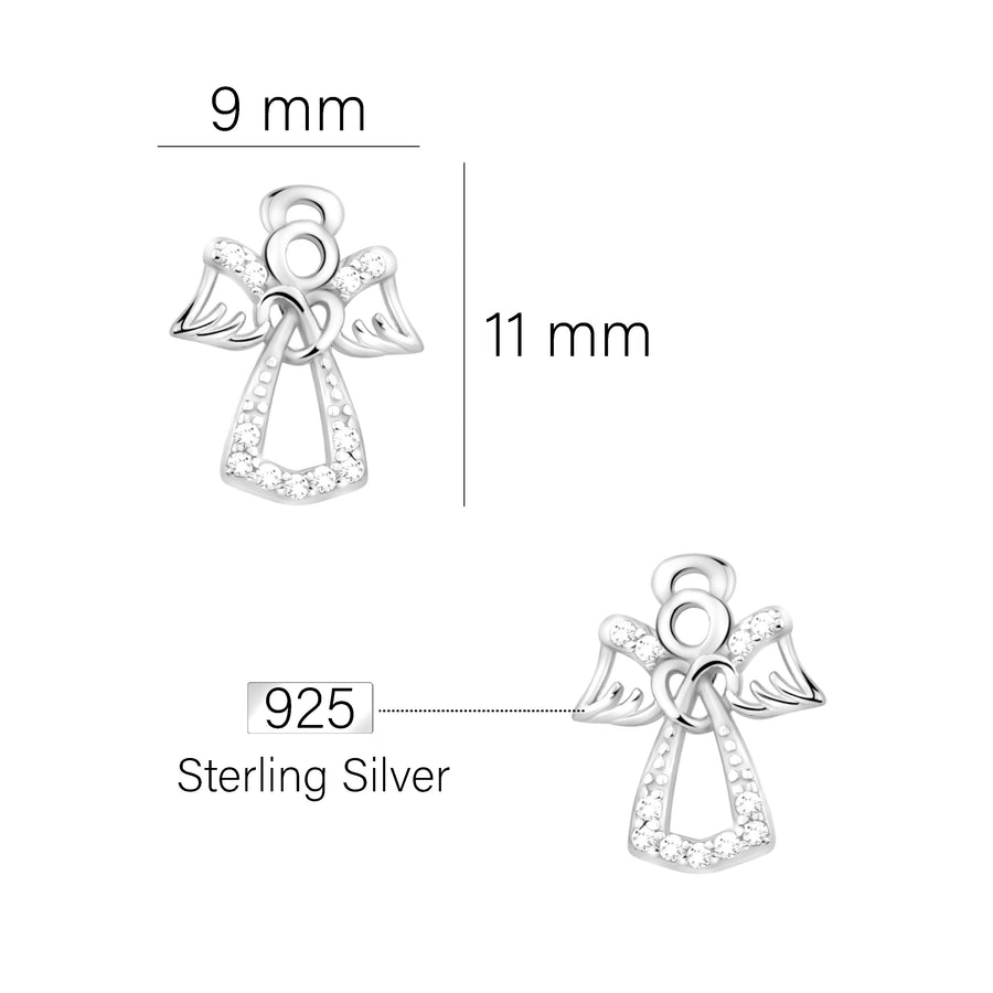 Maßenansicht von Engel Ohrstecker in 925 Silber von Sofia Milani - E2332
