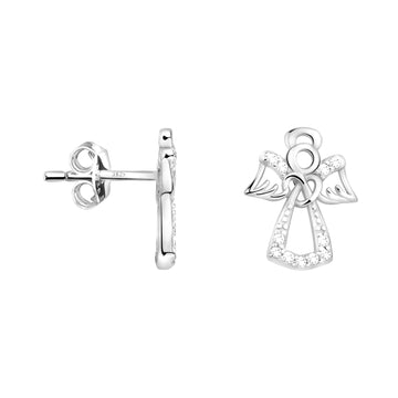 Haupt- und Seitenansicht von Engel Ohrstecker in 925 Silber von Sofia Milani - E2332