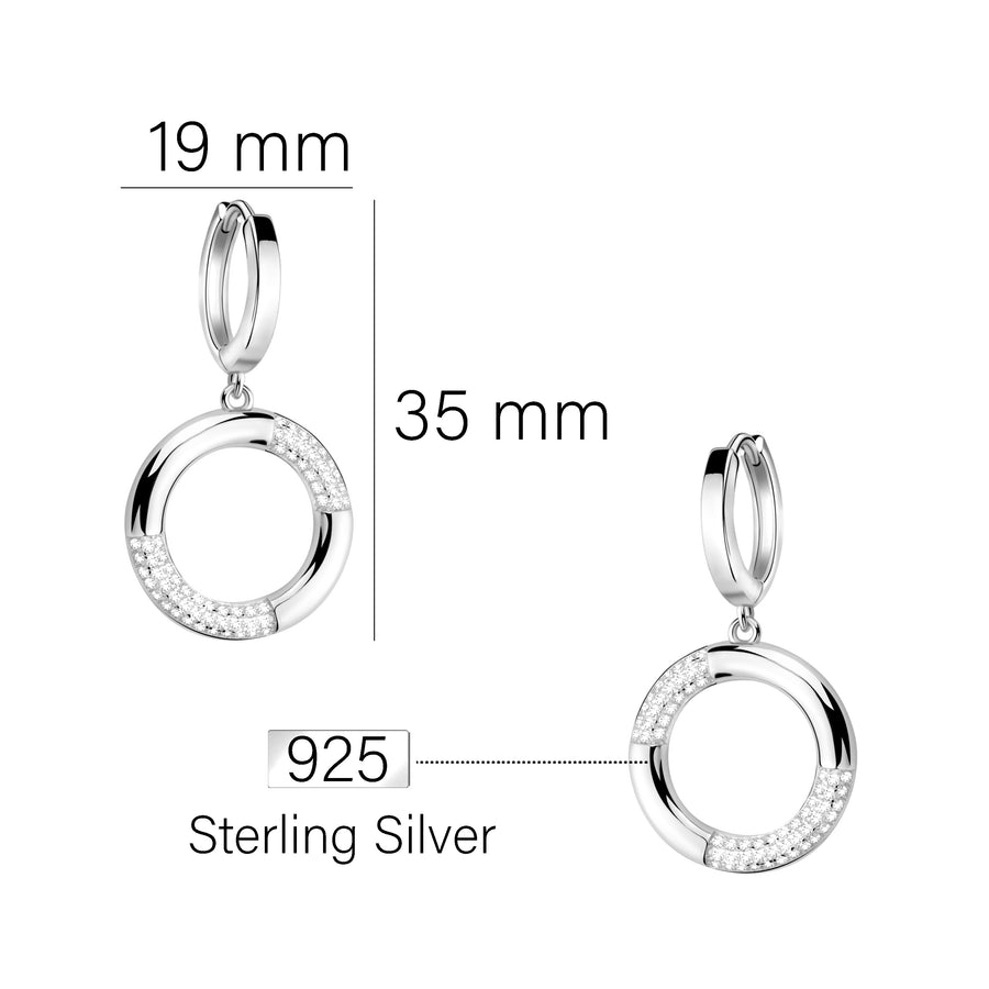 Maßenansicht von Kreis Creolen in 925 Silber von Sofia Milani - E2336