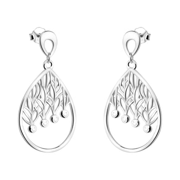 Haupt- und Seitenansicht von Ovales Blatt Ohrhänger in 925 Silber von Sofia Milani - E2346