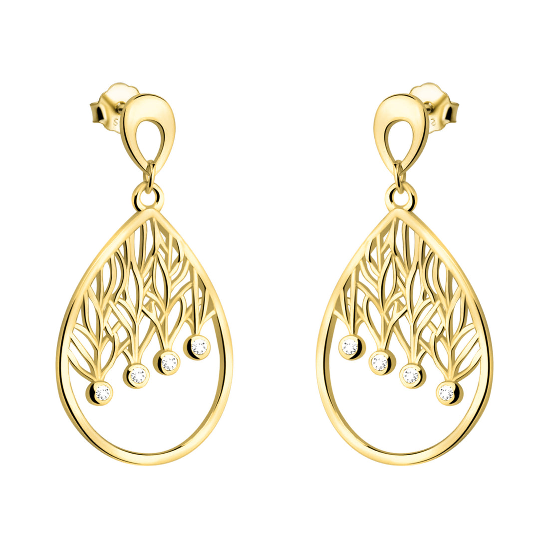 Haupt- und Seitenansicht von Ovales Blatt Ohrhänger in 925 Silber von Sofia Milani - E2347