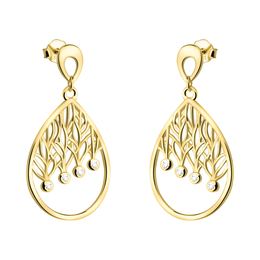 Haupt- und Seitenansicht von Ovales Blatt Ohrhänger in 925 Silber von Sofia Milani - E2347