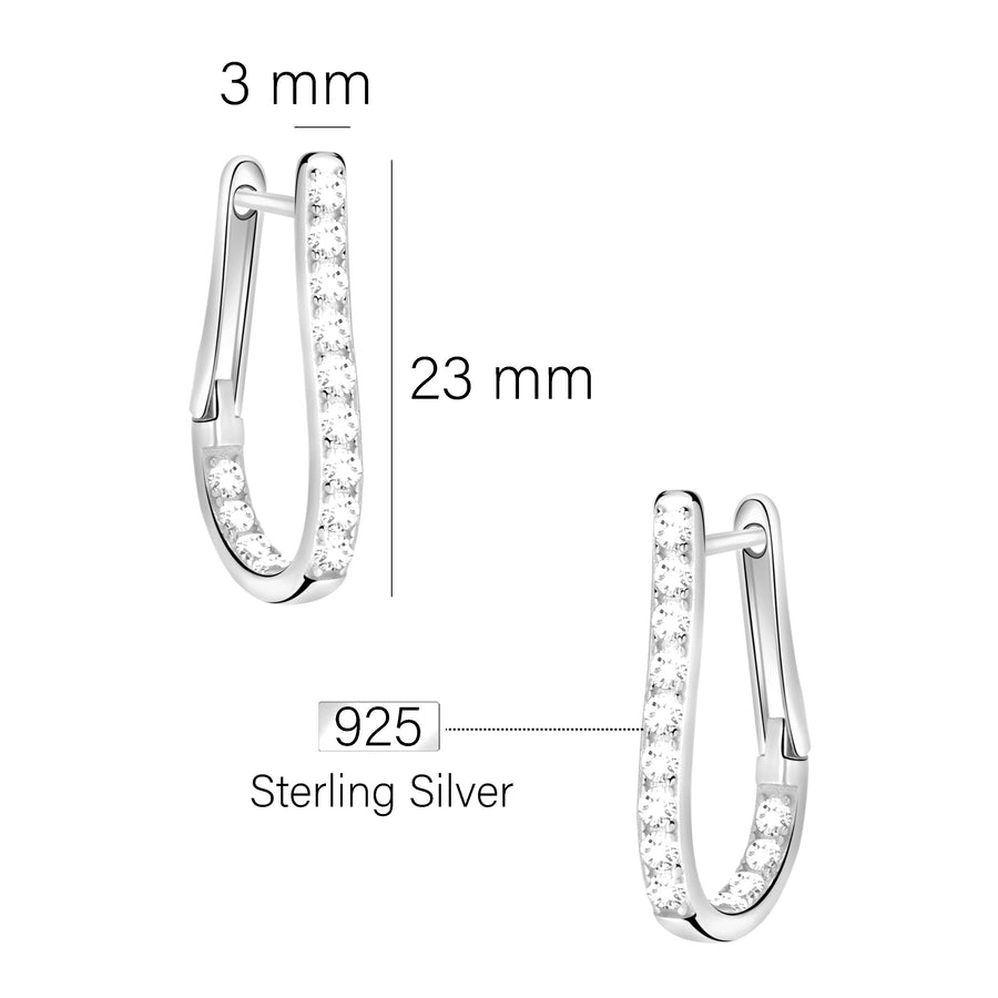 Maßenansicht von Zirkonia Ohrhänger in 925 Silber von Sofia Milani - E2348