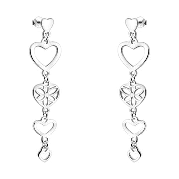 Haupt- und Seitenansicht von Herzen Ohrhänger in 925 Silber von Sofia Milani - E2354