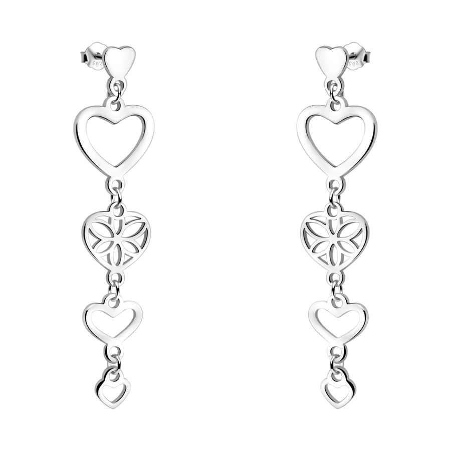 Haupt- und Seitenansicht von Herzen Ohrhänger in 925 Silber von Sofia Milani - E2354