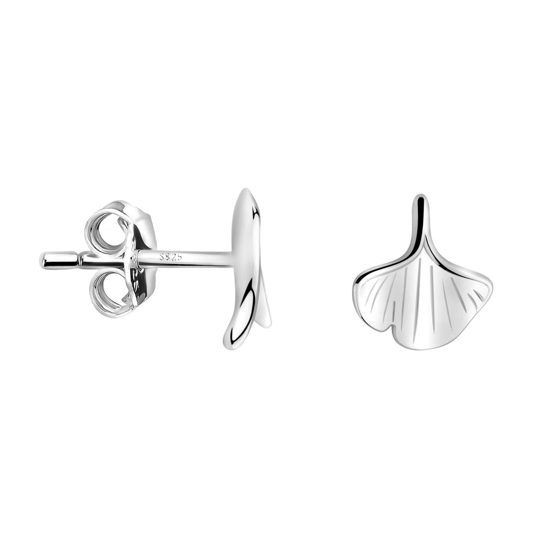 Haupt- und Seitenansicht von Ginkgoblatt Ohrstecker in 925 Silber von Sofia Milani - E2376
