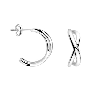 Haupt- und Seitenansicht von Unendlich Infinity Steck Creolen in 925 Silber von Sofia Milani - E2378