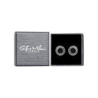 Boxansicht von Kreis Ornamenten Ohrstecker in 925 Silber von Sofia Milani - E2384