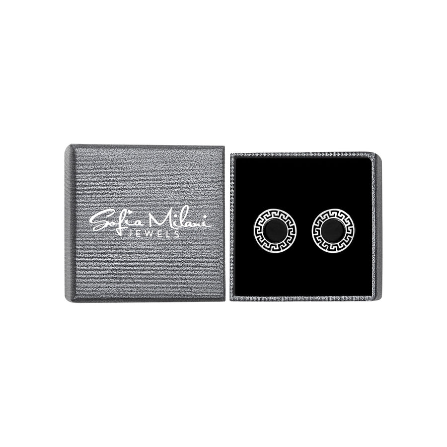 Boxansicht von Kreis Ornamenten Ohrstecker in 925 Silber von Sofia Milani - E2384