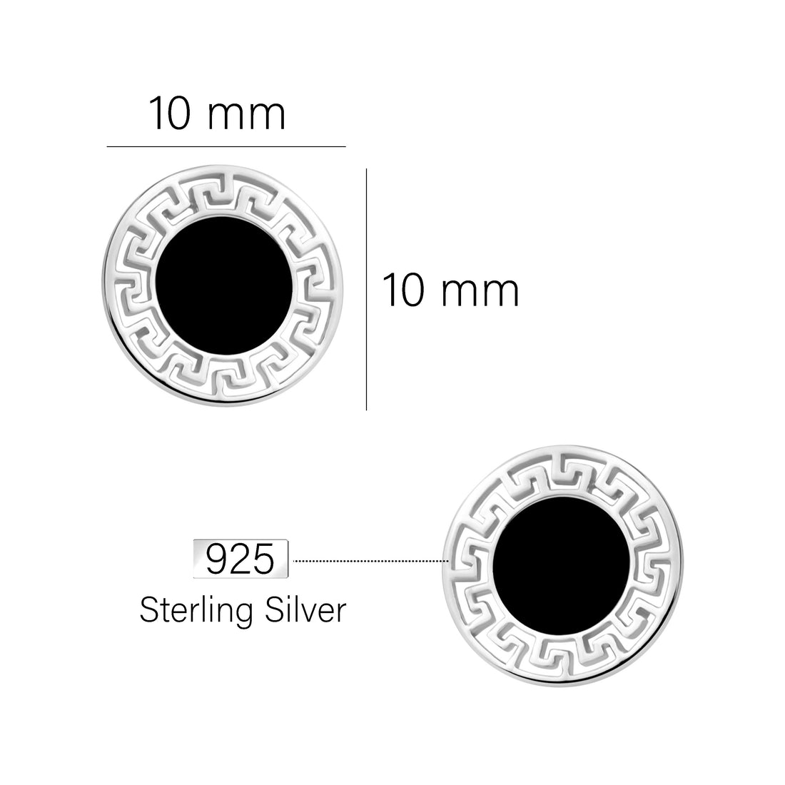 Maßenansicht von Kreis Ornamenten Ohrstecker in 925 Silber von Sofia Milani - E2384