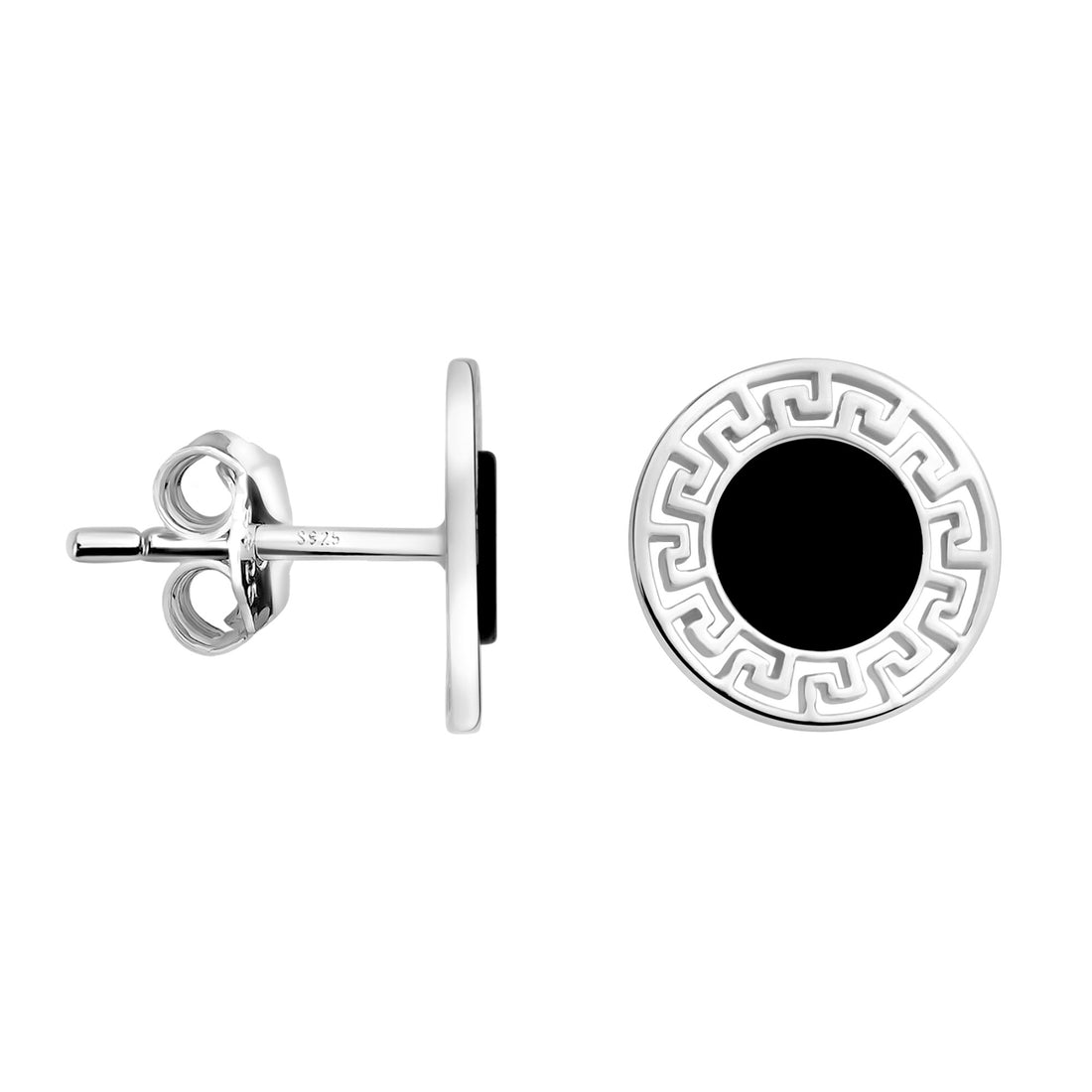 Haupt- und Seitenansicht von Kreis Ornamenten Ohrstecker in 925 Silber von Sofia Milani - E2384