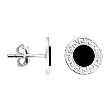 Haupt- und Seitenansicht von Kreis Ornamenten Ohrstecker in 925 Silber von Sofia Milani - E2384
