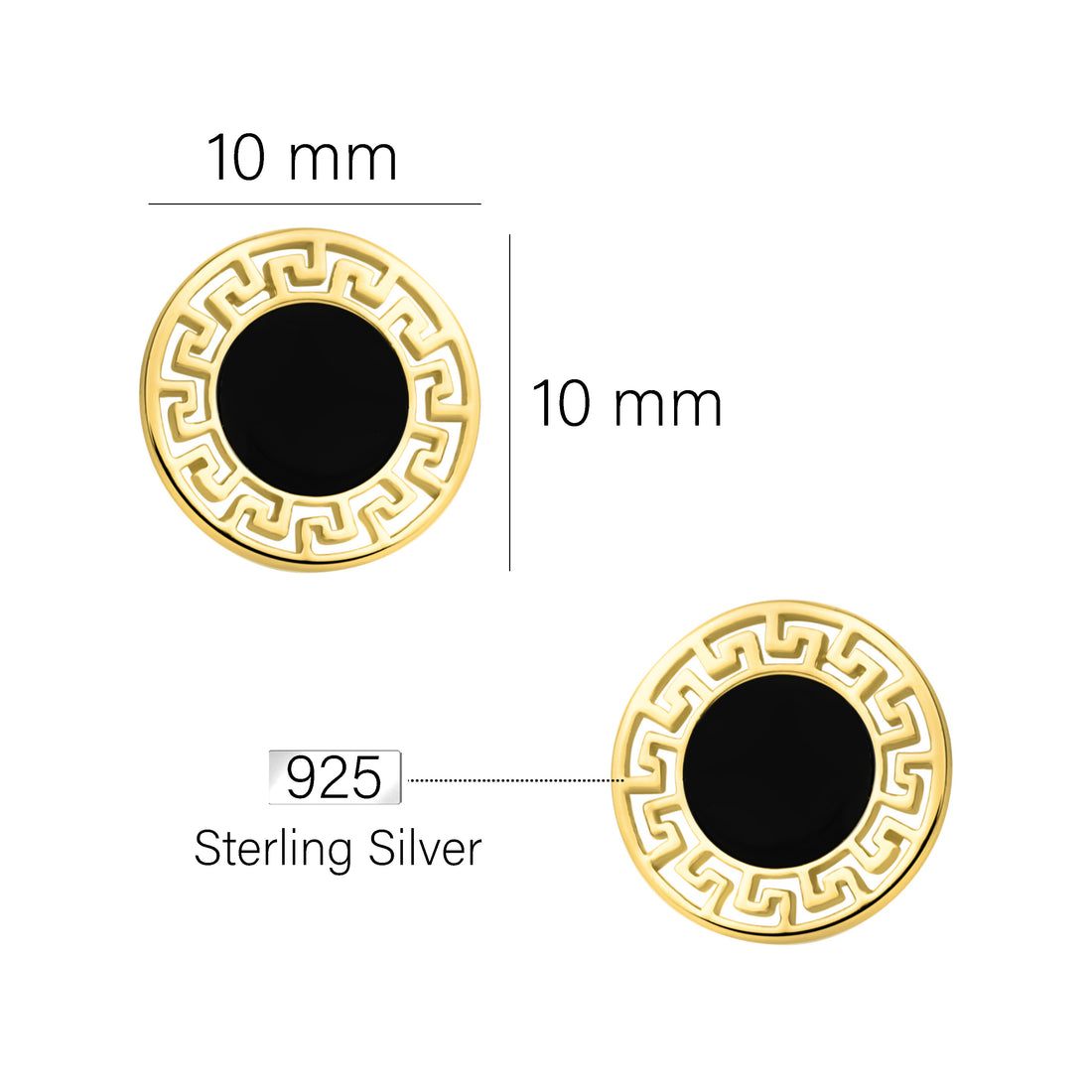 Maßenansicht von Kreis Ornamenten Ohrstecker in 925 Silber von Sofia Milani - E2385