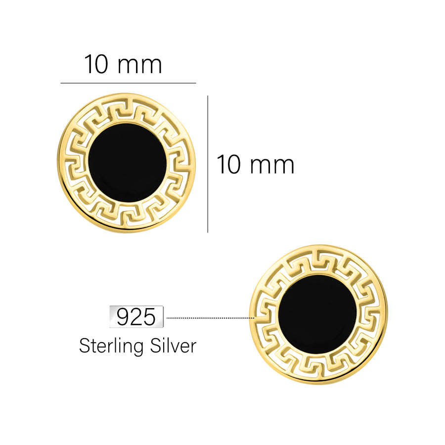 Maßenansicht von Kreis Ornamenten Ohrstecker in 925 Silber von Sofia Milani - E2385