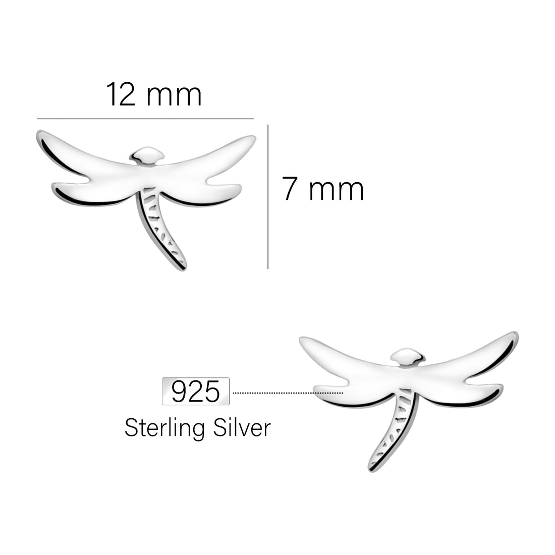Maßenansicht von Libellen Ohrstecker in 925 Silber von Sofia Milani - E2388