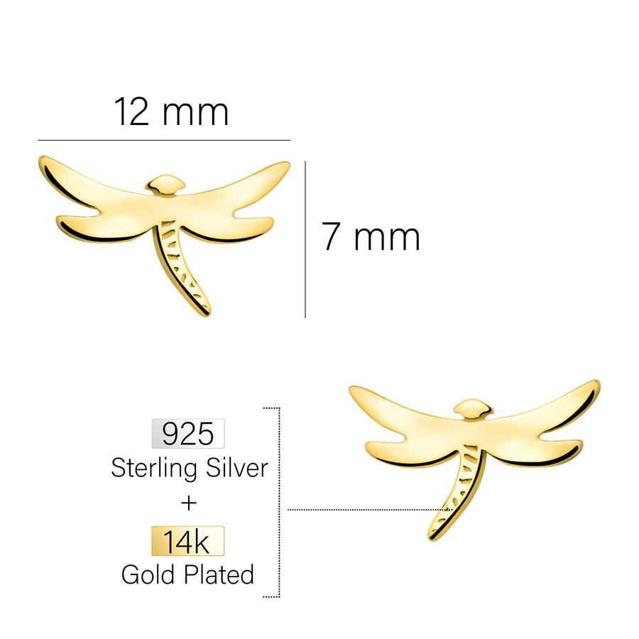 Maßenansicht von Libellen Ohrstecker in 925 Silber von Sofia Milani - E2389