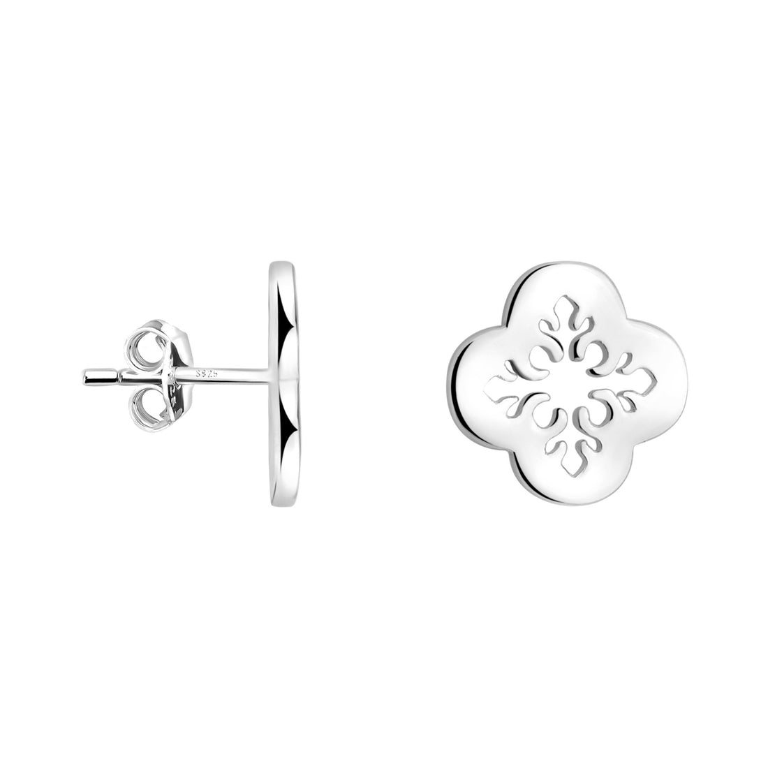 Haupt- und Seitenansicht von Blumen Ohrstecker in 925 Silber von Sofia Milani - E2390