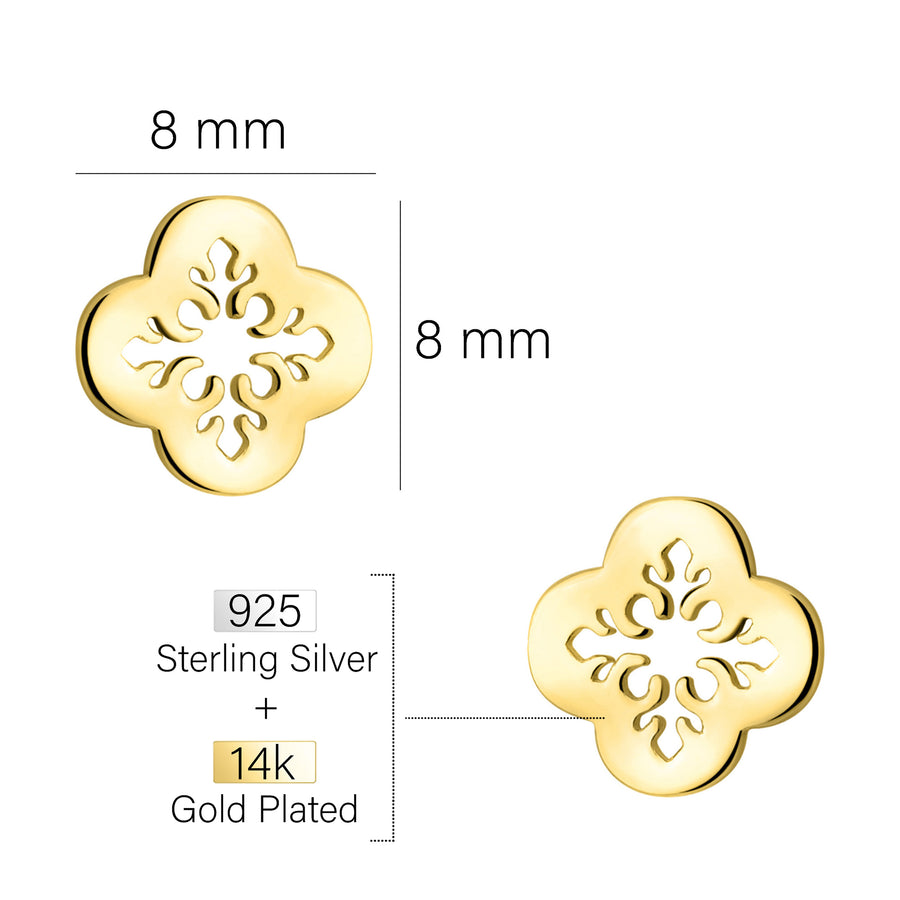 Maßenansicht von Blumen Ohrstecker in 925 Silber von Sofia Milani - E2391