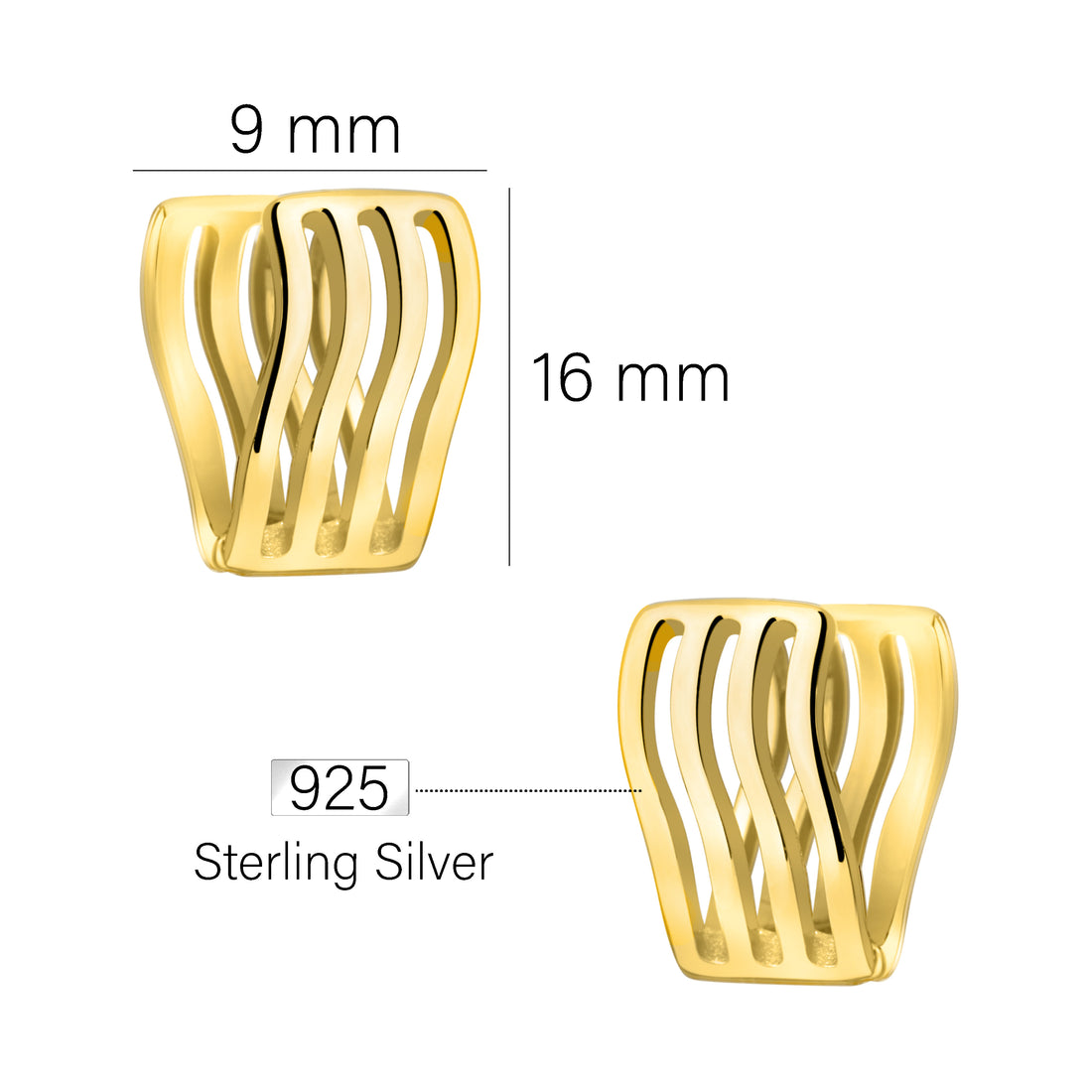 Maßenansicht von Gitter Creolen in 925 Silber von Sofia Milani - E2399