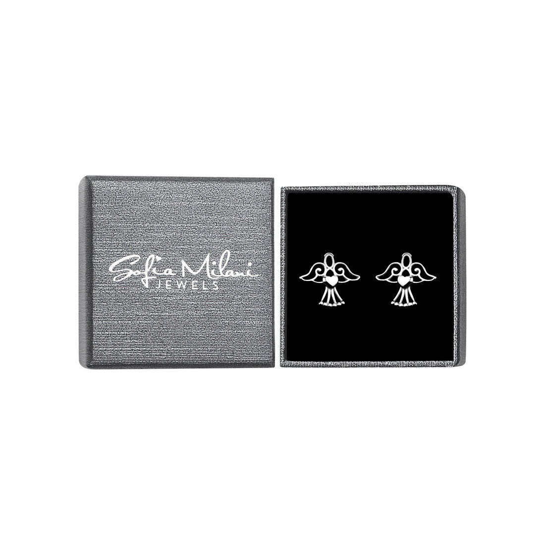 Boxansicht von Engel Ohrstecker in 925 Silber von Sofia Milani - E2400