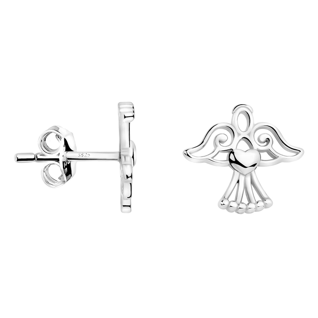 Haupt- und Seitenansicht von Engel Ohrstecker in 925 Silber von Sofia Milani - E2400