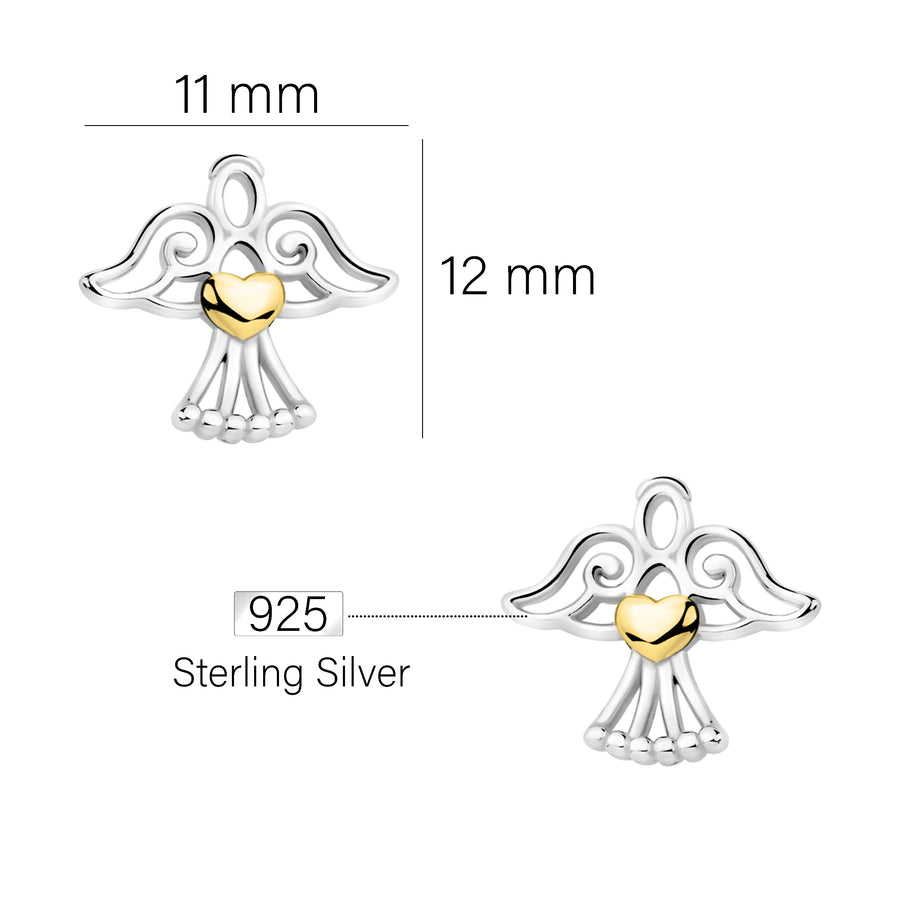 Maßenansicht von Engel Ohrstecker in 925 Silber von Sofia Milani - E2401