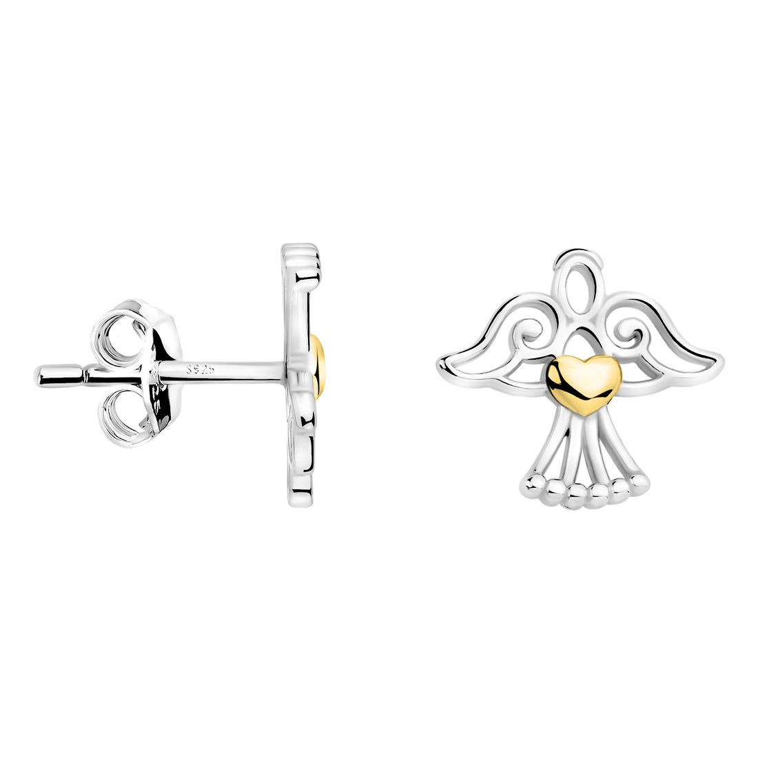 Haupt- und Seitenansicht von Engel Ohrstecker in 925 Silber von Sofia Milani - E2401