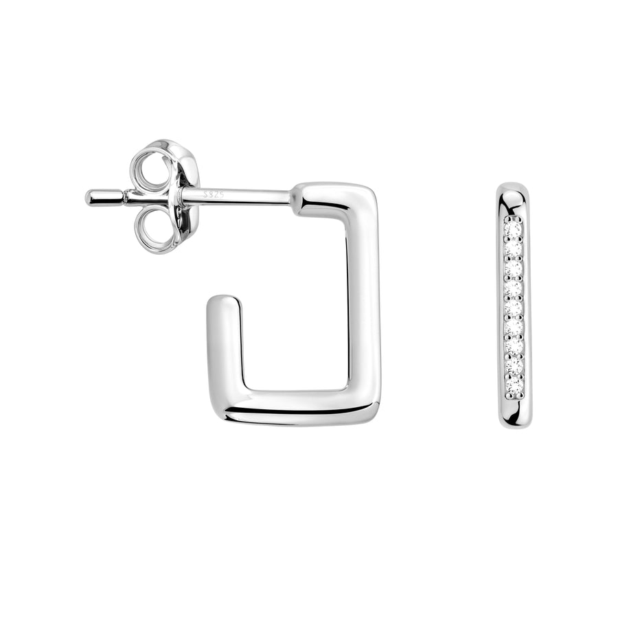 Haupt- und Seitenansicht von Geometrie Ohrstecker in 925 Silber von Sofia Milani - E2403