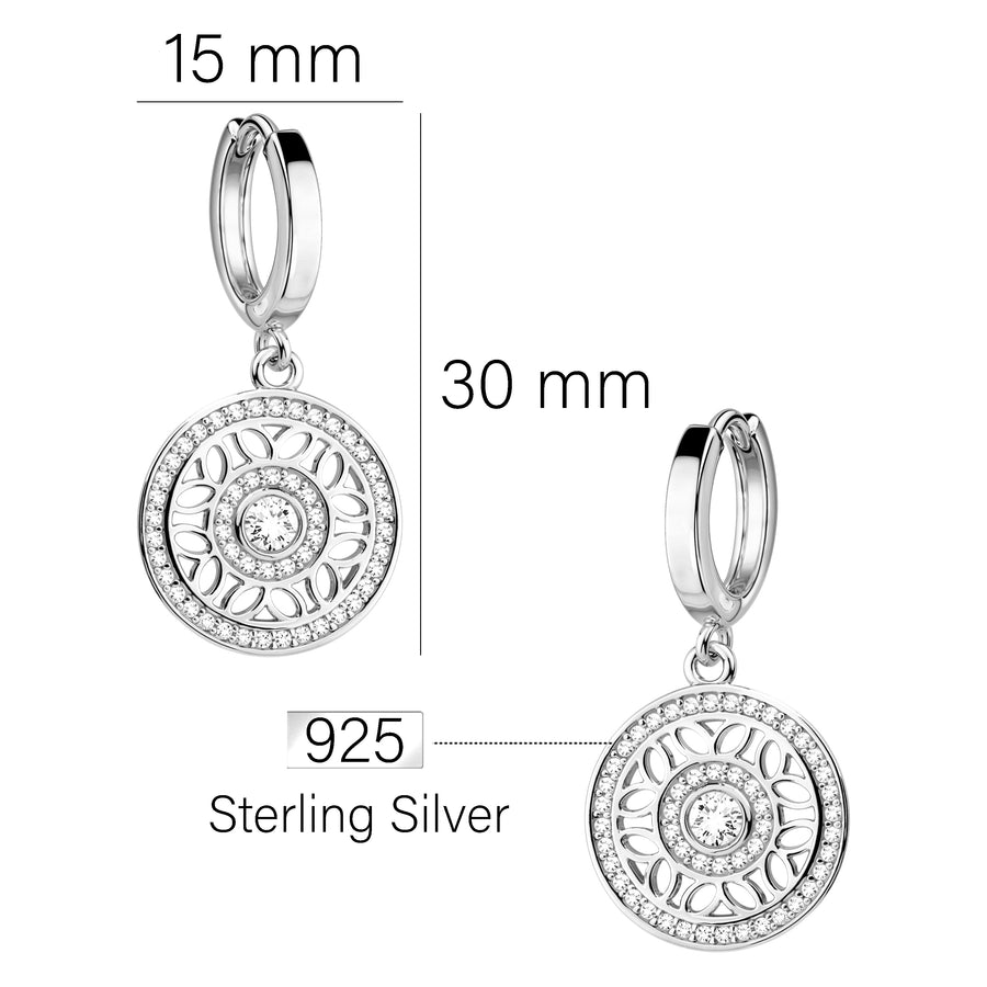Maßenansicht von Kreis Creolen in 925 Silber von Sofia Milani - E2407
