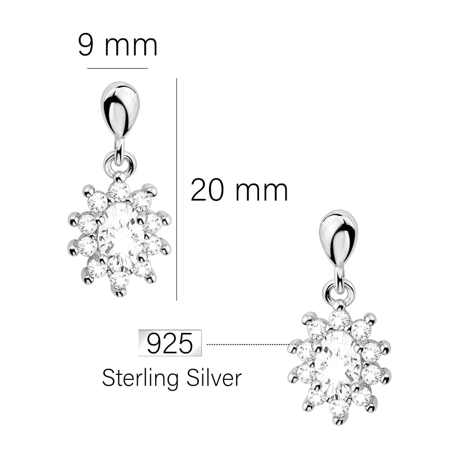 Maßenansicht von Blumen Ohrhänger in 925 Silber von Sofia Milani - E2411