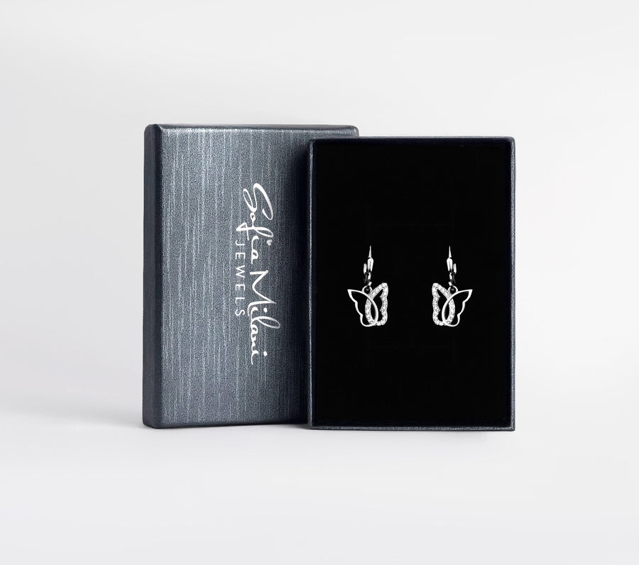 Boxansicht von Schmetterling Ohrhänger in 925 Silber von Sofia Milani - E2413