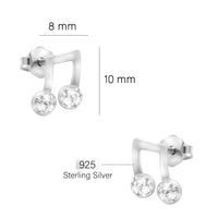 Maßenansicht von Achtel Musik Note Ohrstecker in 925 Silber von Sofia Milani - E2415