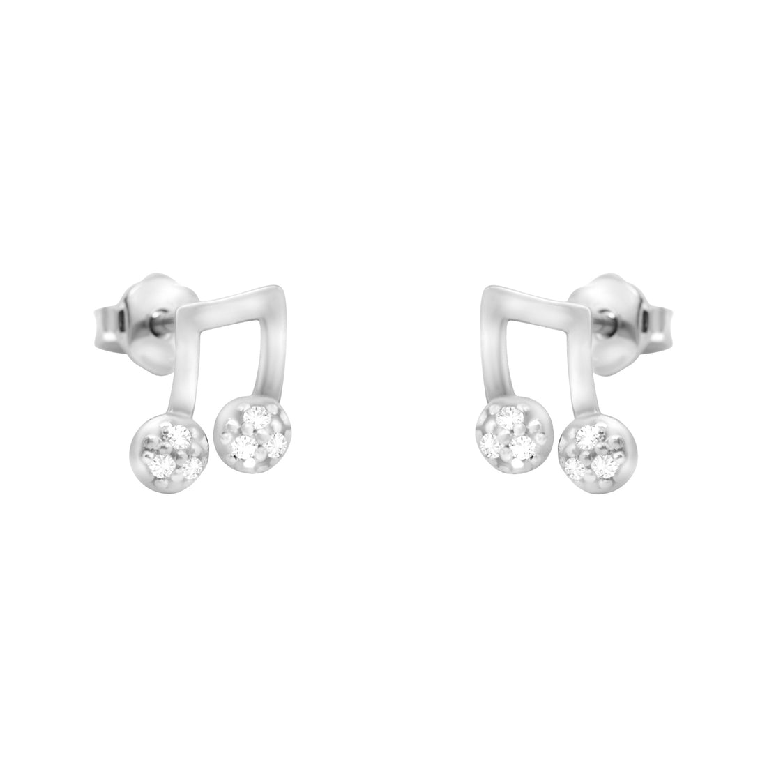 Haupt- und Seitenansicht von Achtel Musik Note Ohrstecker in 925 Silber von Sofia Milani - E2415