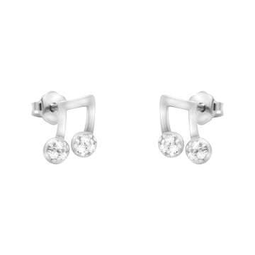 Haupt- und Seitenansicht von Achtel Musik Note Ohrstecker in 925 Silber von Sofia Milani - E2415