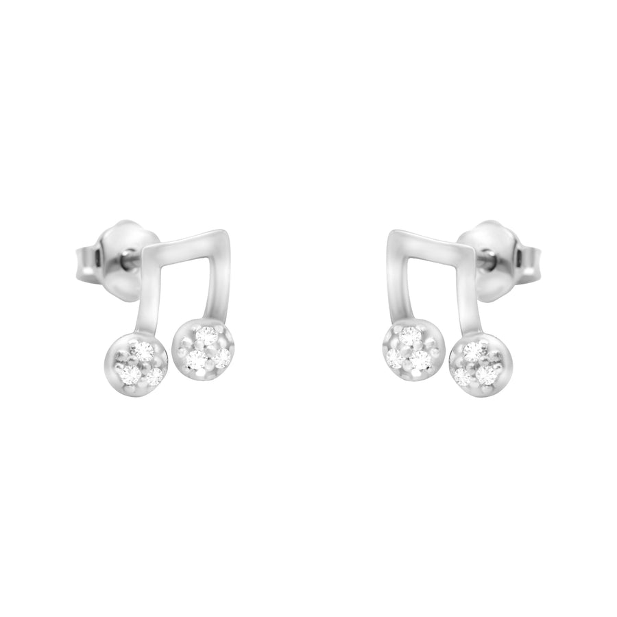 Haupt- und Seitenansicht von Achtel Musik Note Ohrstecker in 925 Silber von Sofia Milani - E2415