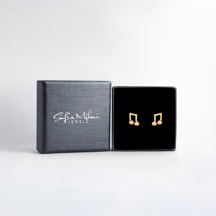 Boxansicht von Achtel Musik Note Ohrstecker in 925 Silber von Sofia Milani - E2416