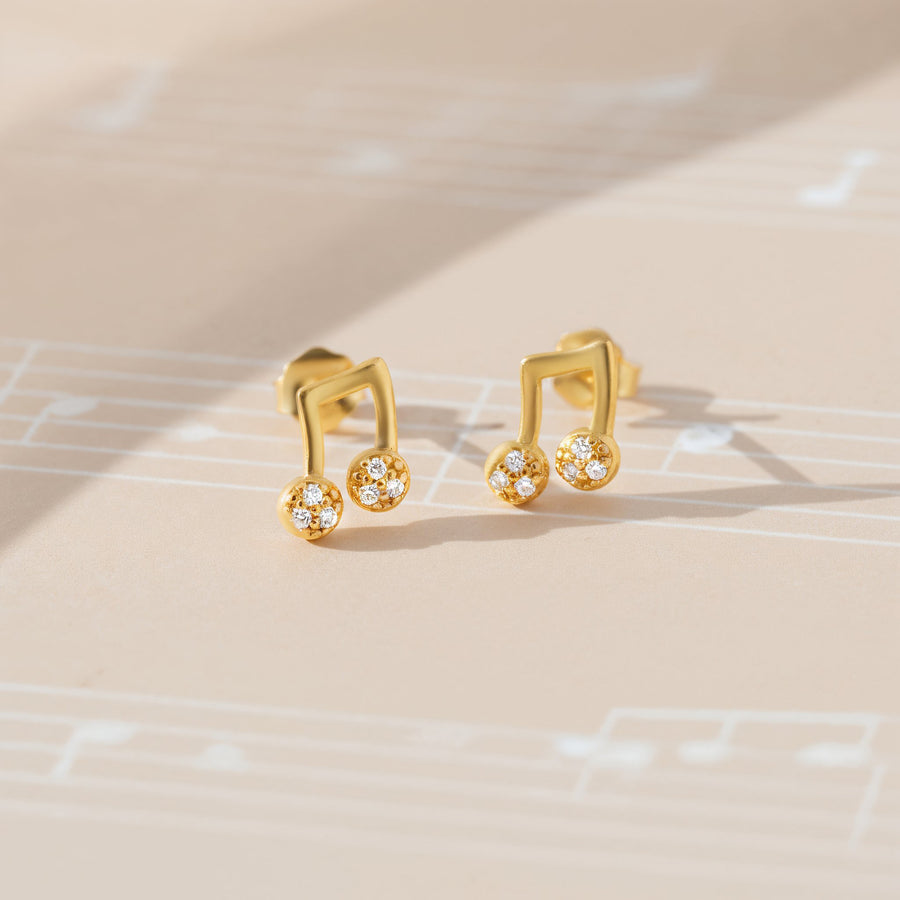 CloseUp Ansicht von Achtel Musik Note Ohrstecker in 925 Silber von Sofia Milani - E2416